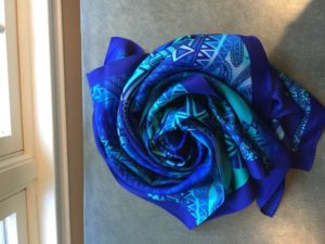 Blue silk scarf